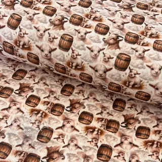 Kaksinkertainen harsokangas/musliini Little farm animals design D digital print