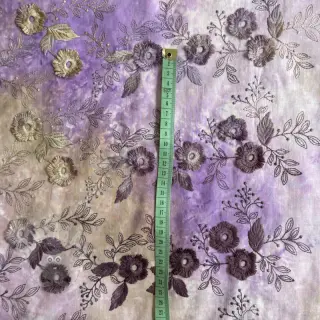 Puuvillakangas TIE DYE EMBROIDERY Poppy design J