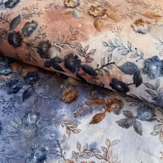 Puuvillakangas TIE DYE EMBROIDERY Poppy design I