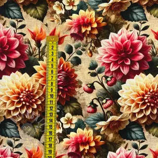Viskoosi pellavalla Rosalie design Ja digital print