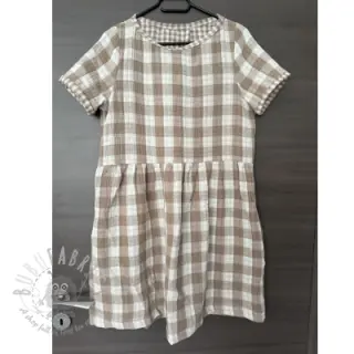 Kaksinkertainen harsokangas/musliini Double sided CHECKS MINI sand