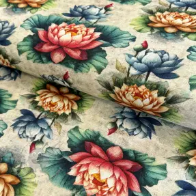 Viskoosi pellavalla Clover design D digital print