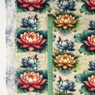Viskoosi pellavalla Clover design D digital print