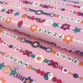 Puuvillakangas Love dream pink