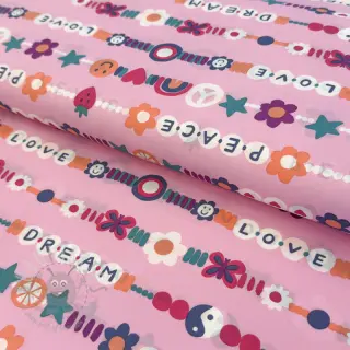 Puuvillakangas Love dream pink