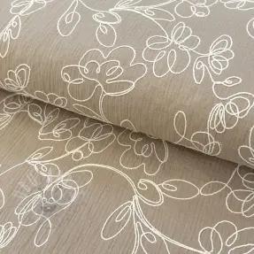 Kaksinkertainen harsokangas/musliini EMBROIDERY Climbing flowers beige