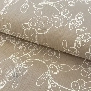 Kaksinkertainen harsokangas/musliini EMBROIDERY Climbing flowers beige