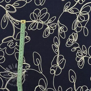 Kaksinkertainen harsokangas/musliini EMBROIDERY Climbing flowers navy