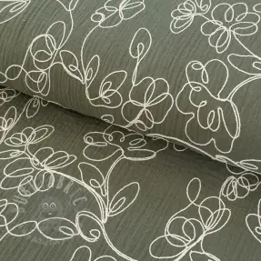 Kaksinkertainen harsokangas/musliini EMBROIDERY Climbing flowers pickle