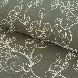 Kaksinkertainen harsokangas/musliini EMBROIDERY Climbing flowers pickle