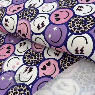 Collegekangas Happy faces purple digital print