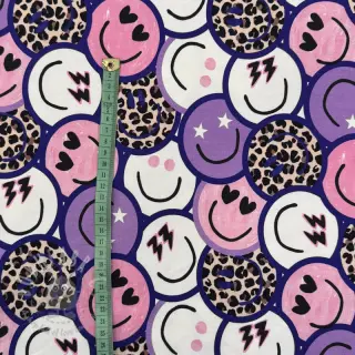 Collegekangas Happy faces purple digital print