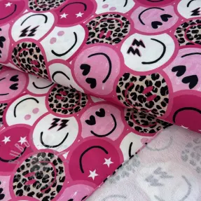 Collegekangas Happy faces pink digital print