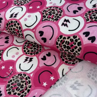 Collegekangas Happy faces pink digital print