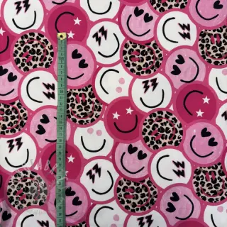 Collegekangas Happy faces pink digital print