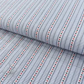 Puuvillakangas JACQUARD Hearts light blue