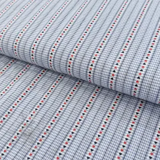 Puuvillakangas JACQUARD Hearts light blue
