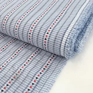 Puuvillakangas JACQUARD Hearts light blue