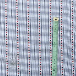 Puuvillakangas JACQUARD Hearts light blue