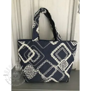 Puuvillakangas JEANS EMBROIDERY Square dark blue