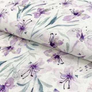 Viskoosi pellavalla Natural Lin Laurel purple digital print