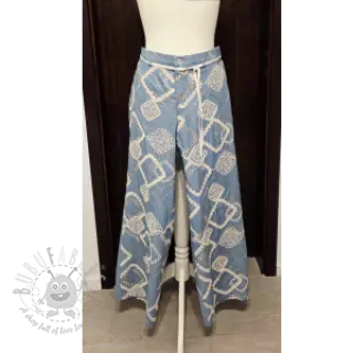 Puuvillakangas JEANS EMBROIDERY Square light blue