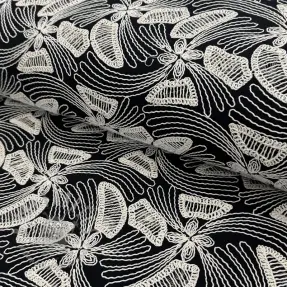 Puuvillakangas EMBROIDERY Amia black