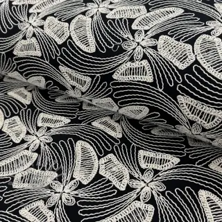 Puuvillakangas EMBROIDERY Amia black
