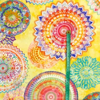 Sisustuskangas teflonkäsittelyllä MANDALA WATERCOLOUR YELLOW