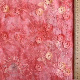 Puuvillakangas TIE DYE EMBROIDERY Poppy design K