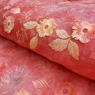 Puuvillakangas TIE DYE EMBROIDERY Poppy design K
