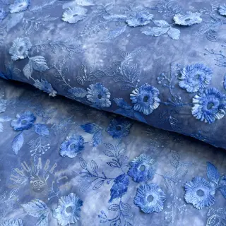 Puuvillakangas TIE DYE EMBROIDERY Poppy design L