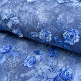 Puuvillakangas TIE DYE EMBROIDERY Poppy design L
