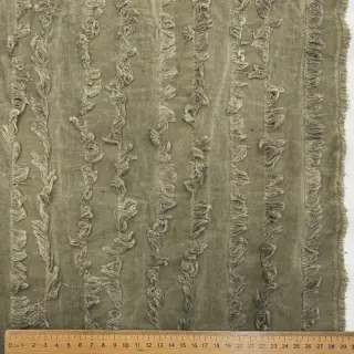 Bavlnená látka s ľanom Vintage Fringe Stripe army