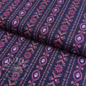 Puuvillakangas Motif stripe navy digital print