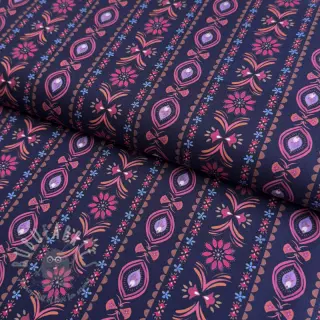Puuvillakangas Motif stripe navy digital print