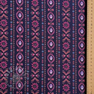Puuvillakangas Motif stripe navy digital print