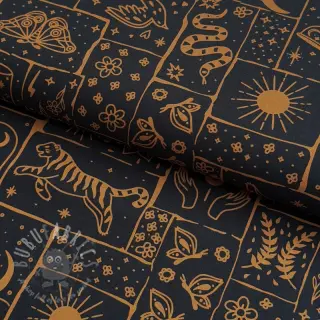 Puuvillakangas Boho black