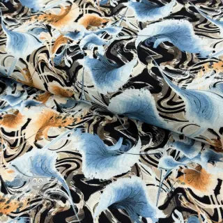 Viskoosi pellavalla Paint chaos design Ja digital print