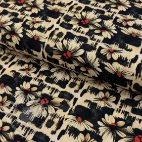 Viskoosi pellavalla Daisy design B digital print