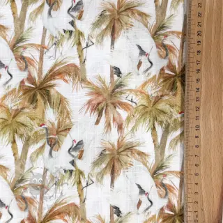 Viskoosi pellavalla Crane bird design A digital print