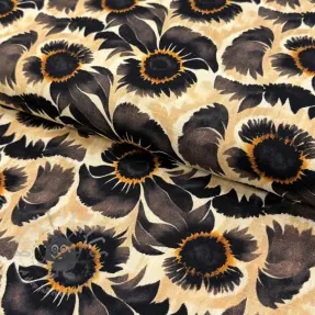 Viskoosi pellavalla Sunlower design Ja digital print
