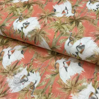 Viskoosi pellavalla Crane bird design B digital print
