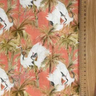 Viskoosi pellavalla Crane bird design B digital print