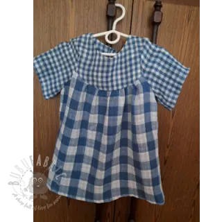 Kaksinkertainen harsokangas/musliini Double sided CHECKS MINI indigo