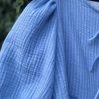 Kaksinkertainen harsokangas/musliini YARN DYED Stripes light blue