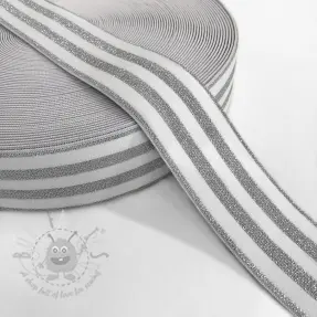 Sileä kuminauha 4 cm LUREX SILVER off white