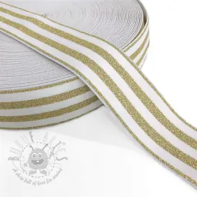 Sileä kuminauha 4 cm LUREX GOLD off white