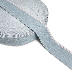 Guma hladká 4 cm JEANS WHITE STRIPE light blue