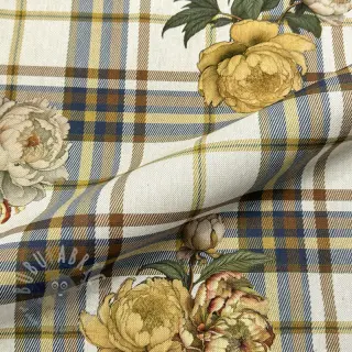 Sisustuskangas Linenlook Classic Peony Check digital print